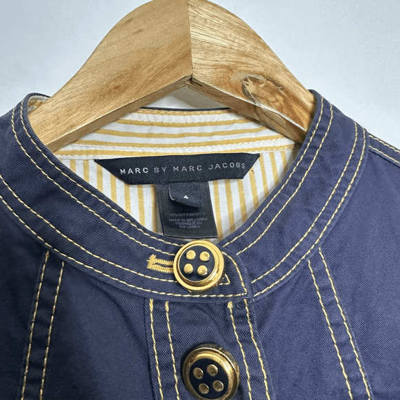 Marc by MARC JACOBS Canvas Shirt Dress Navy blue retro belted button front US 4 - Picture 4 of 5